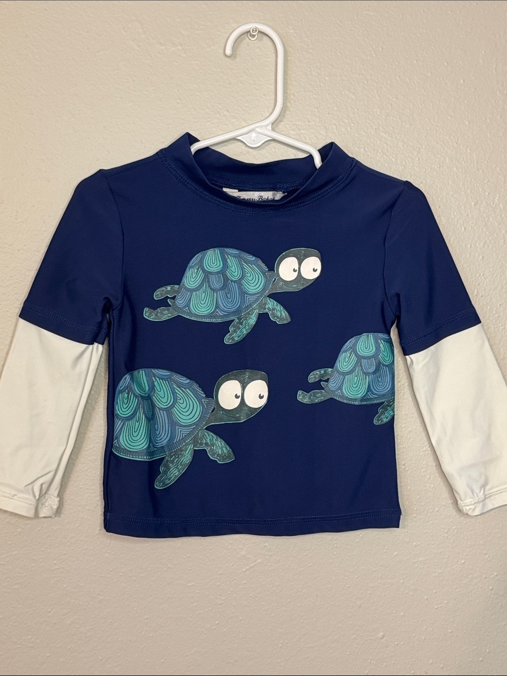 Tommy Bahama Navy Long-Sleeve Top with Teal Turtle Graphics